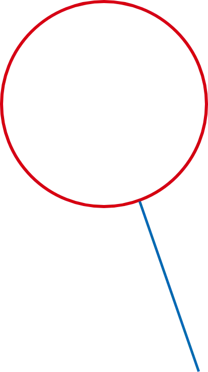 Élément graphique cercle rouge et trait bleu UroCCR à Bordeaux