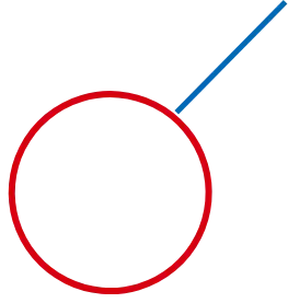 Élément graphique cercle rouge et trait bleu UroCCR à Bordeaux